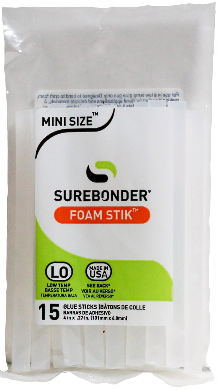 Surebonder Low-Temp Foam Stik Mini Glue Sticks 15/Pkg-.27"X4"